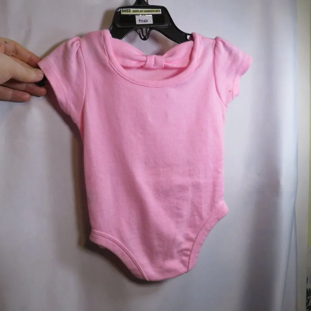 Baby Pink Owl with bow on back bodysuit 3-6mts 100% cotton